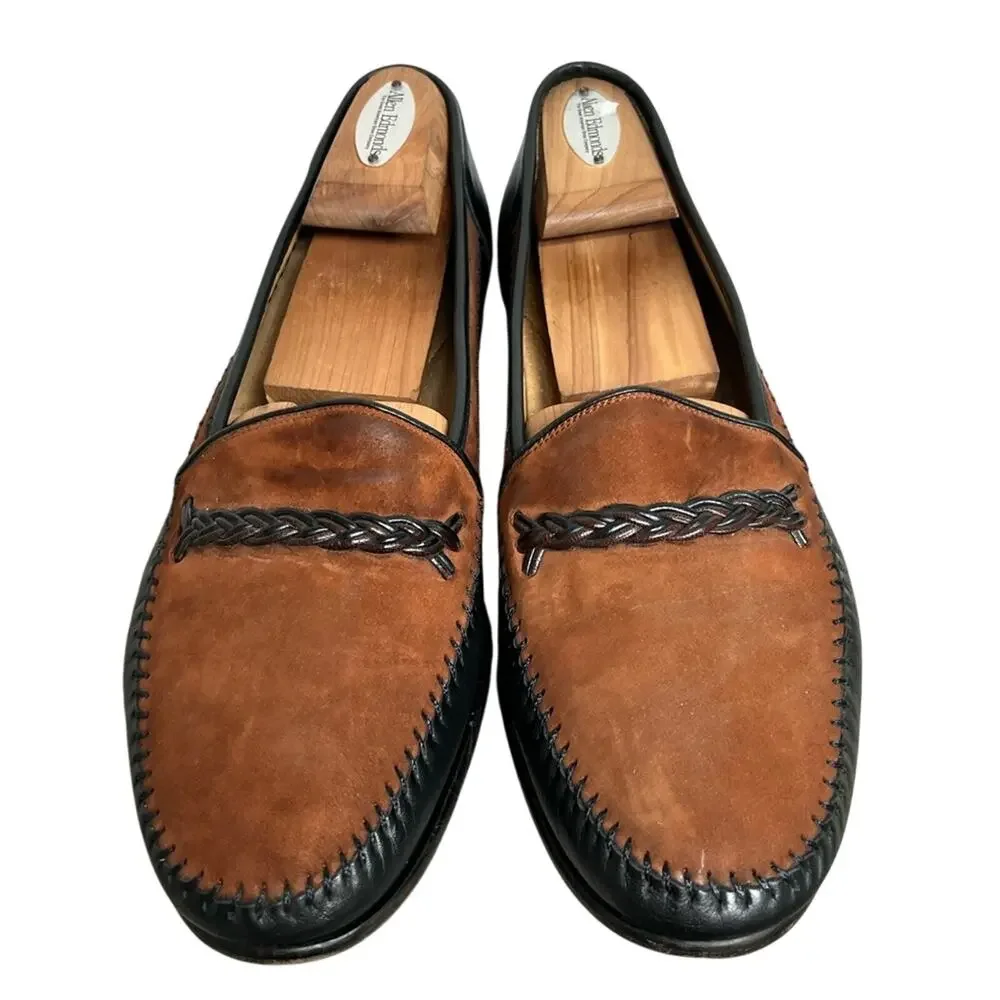 Men's Magnanni Brown Black Two Tone Leather Loafers Shoes SZ 11 M Made in Spain